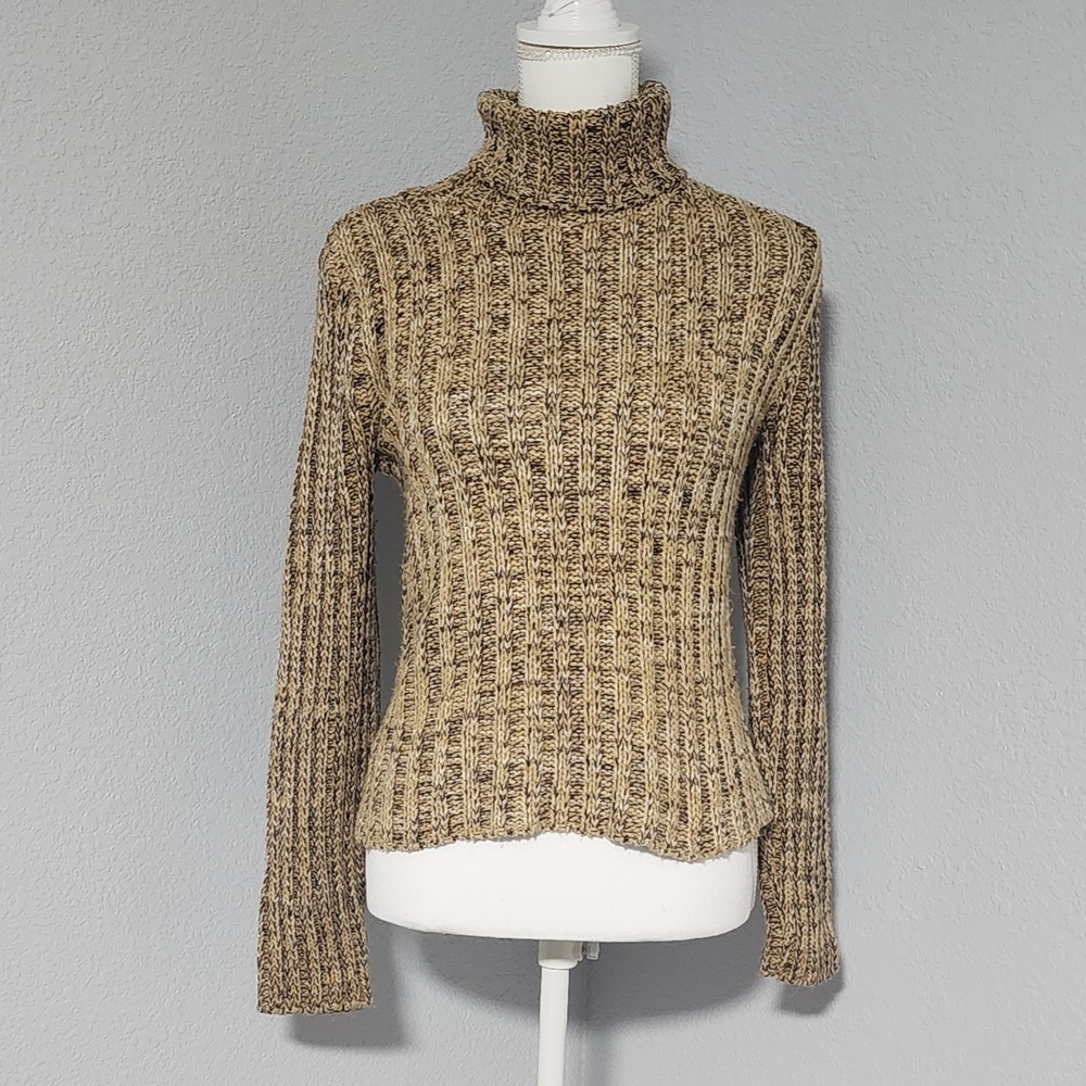 Vintage Y2K American Attitudes Brown Knitted Turtleneck Sweater Size Medium 8